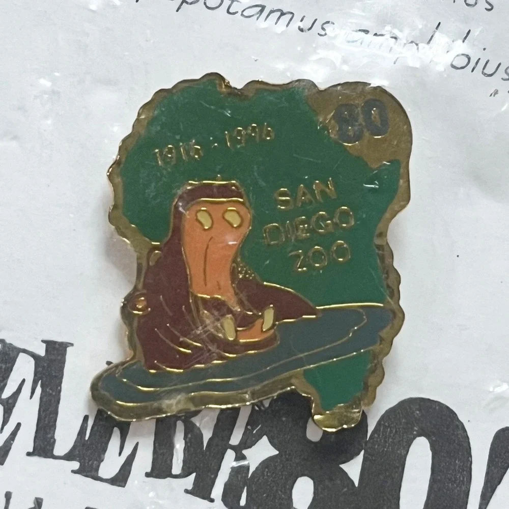 🔮 5/$25 Vintage San Diego Zoo‎ 80th Anniversary Hippopotamus Pin